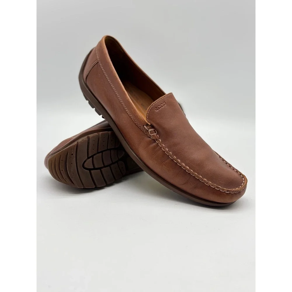 ECCO Mens Classic Moc 2.0 Brown Leather Driving Loafers Shoes Size 45 US 11-11.5